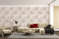 Warm and cozy wallpaper with pumpkin patch artwork for living area.