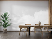 Cloudscape mural featuring serene clouds for calming dining room interiors.
