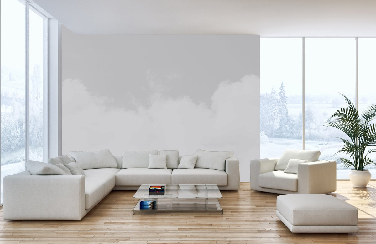 Elegant mural with a pure bliss cloudscape for graceful home office interiors.
