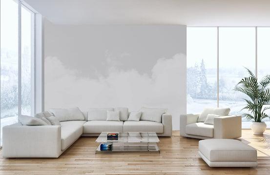 Elegant mural with a pure bliss cloudscape for graceful home office interiors.
