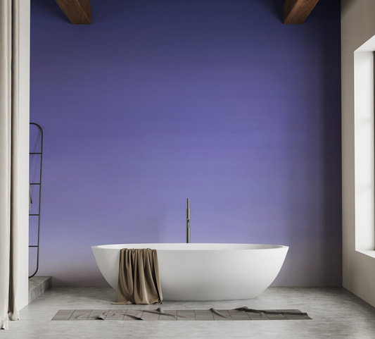Modern purple watercolor wall mural with horizontal color bleed.