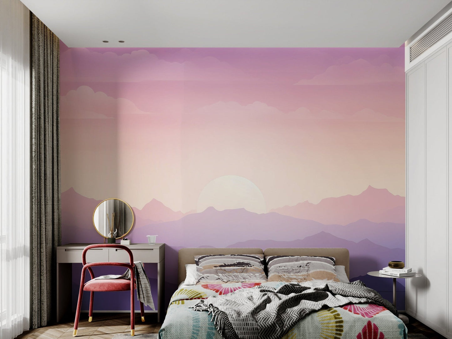 Purple Sunset Mountain Wallpaper - Wallanza