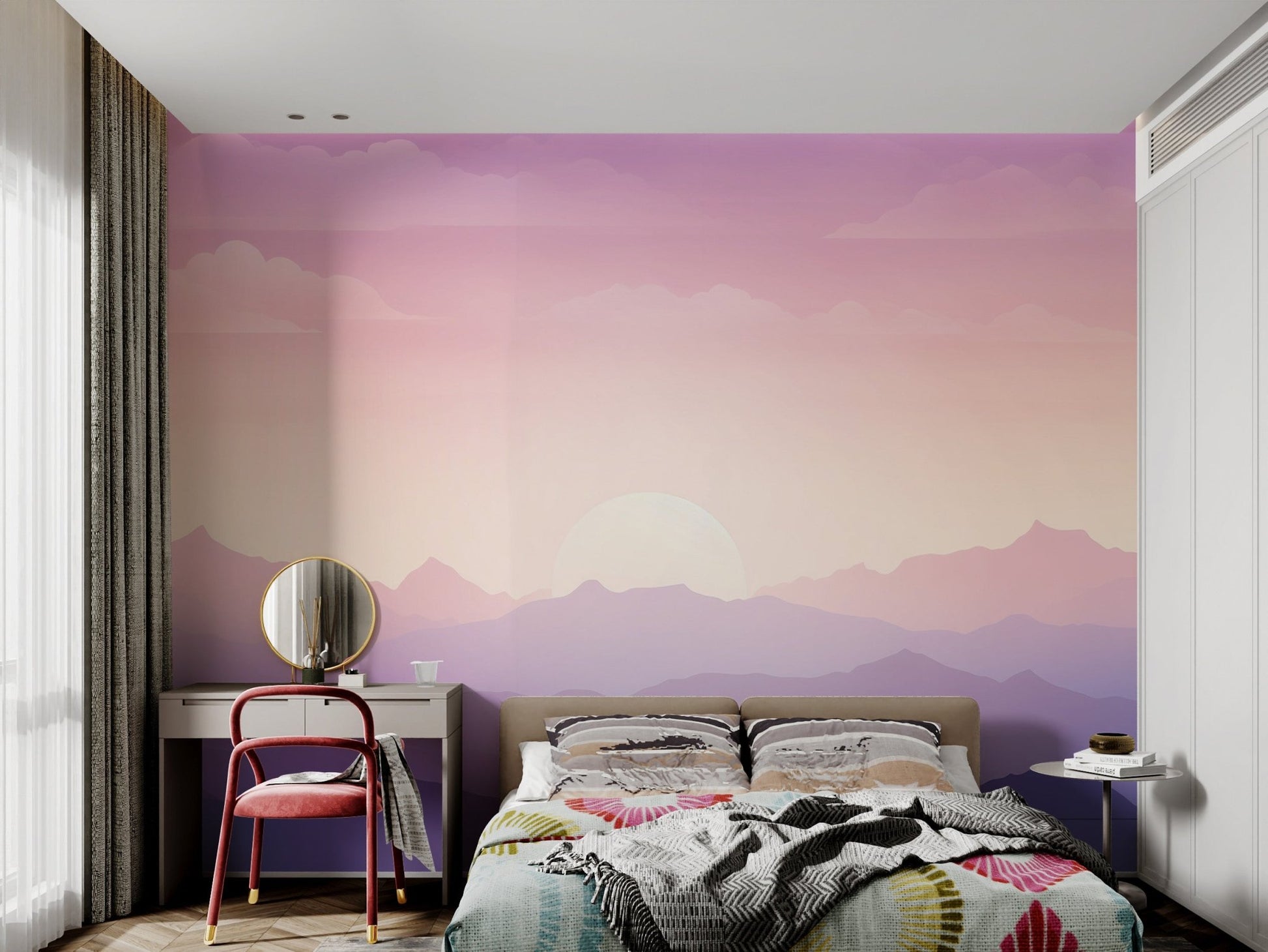 Purple Sunset Mountain Wallpaper - Wallanza