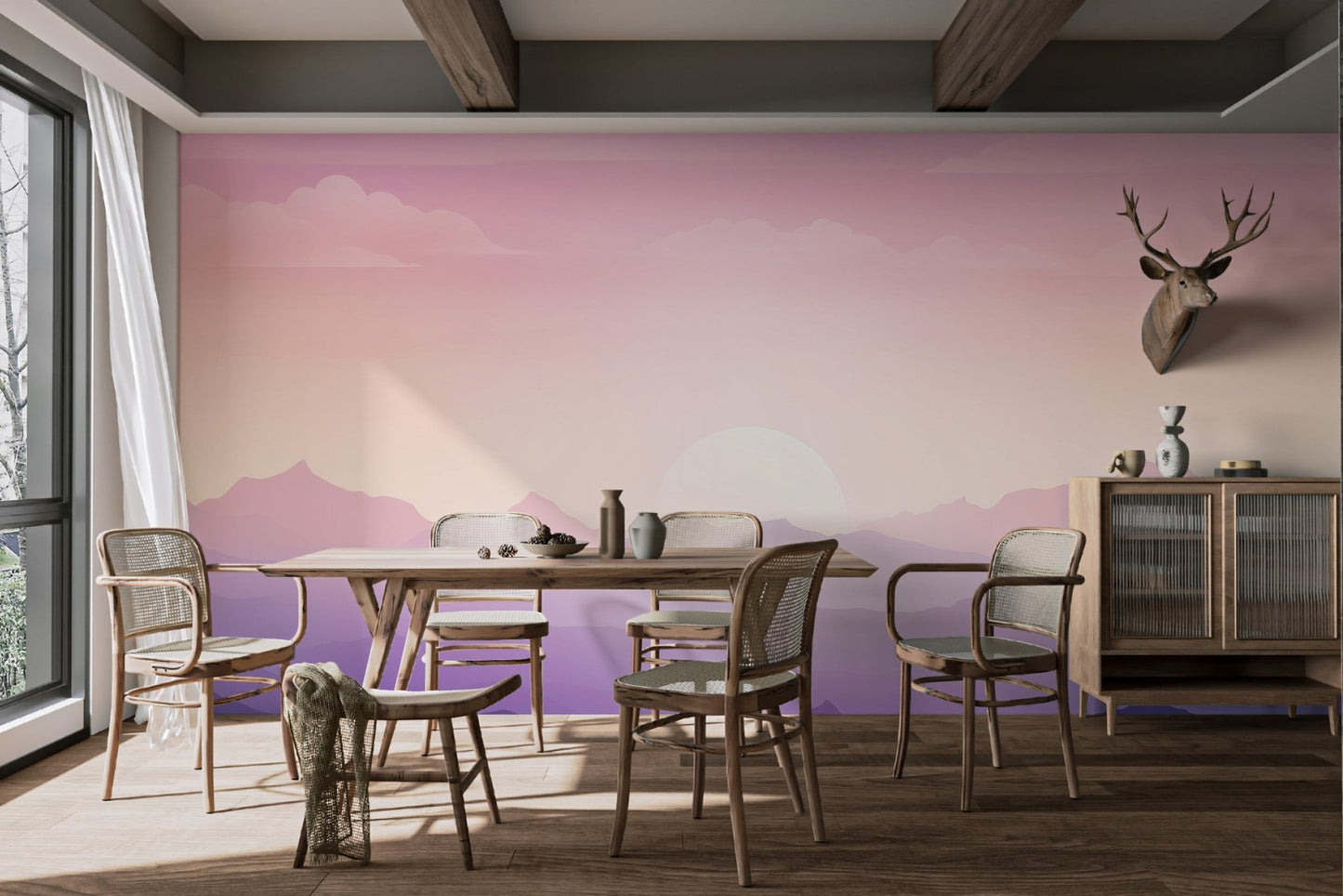 Purple Sunset Mountain Wallpaper - Wallanza