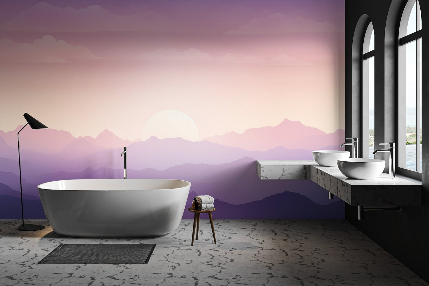 Purple Sunset Mountain Wallpaper - Wallanza