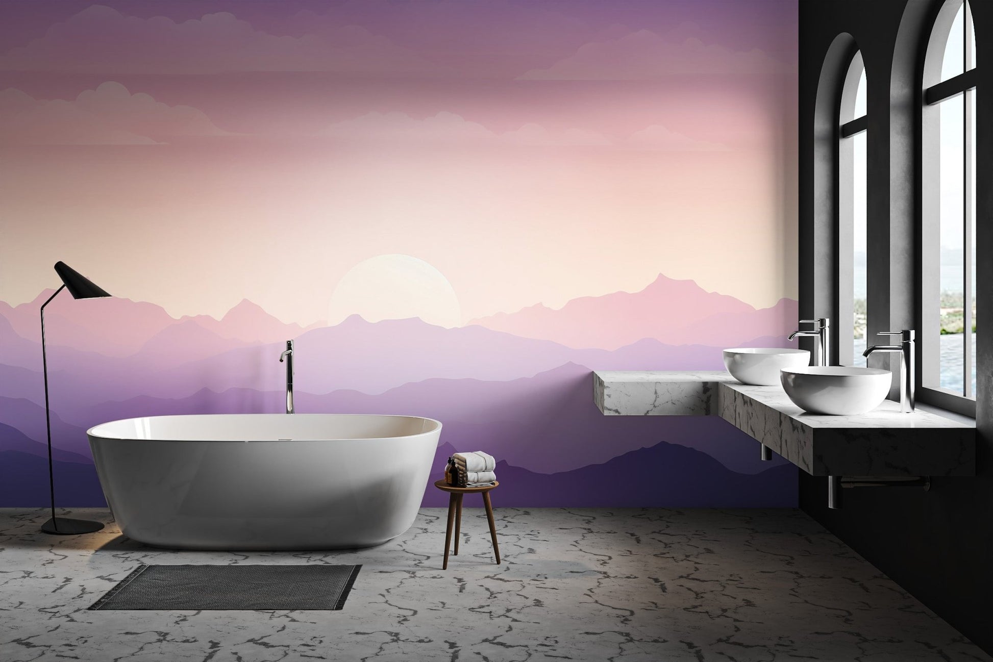 Purple Sunset Mountain Wallpaper - Wallanza