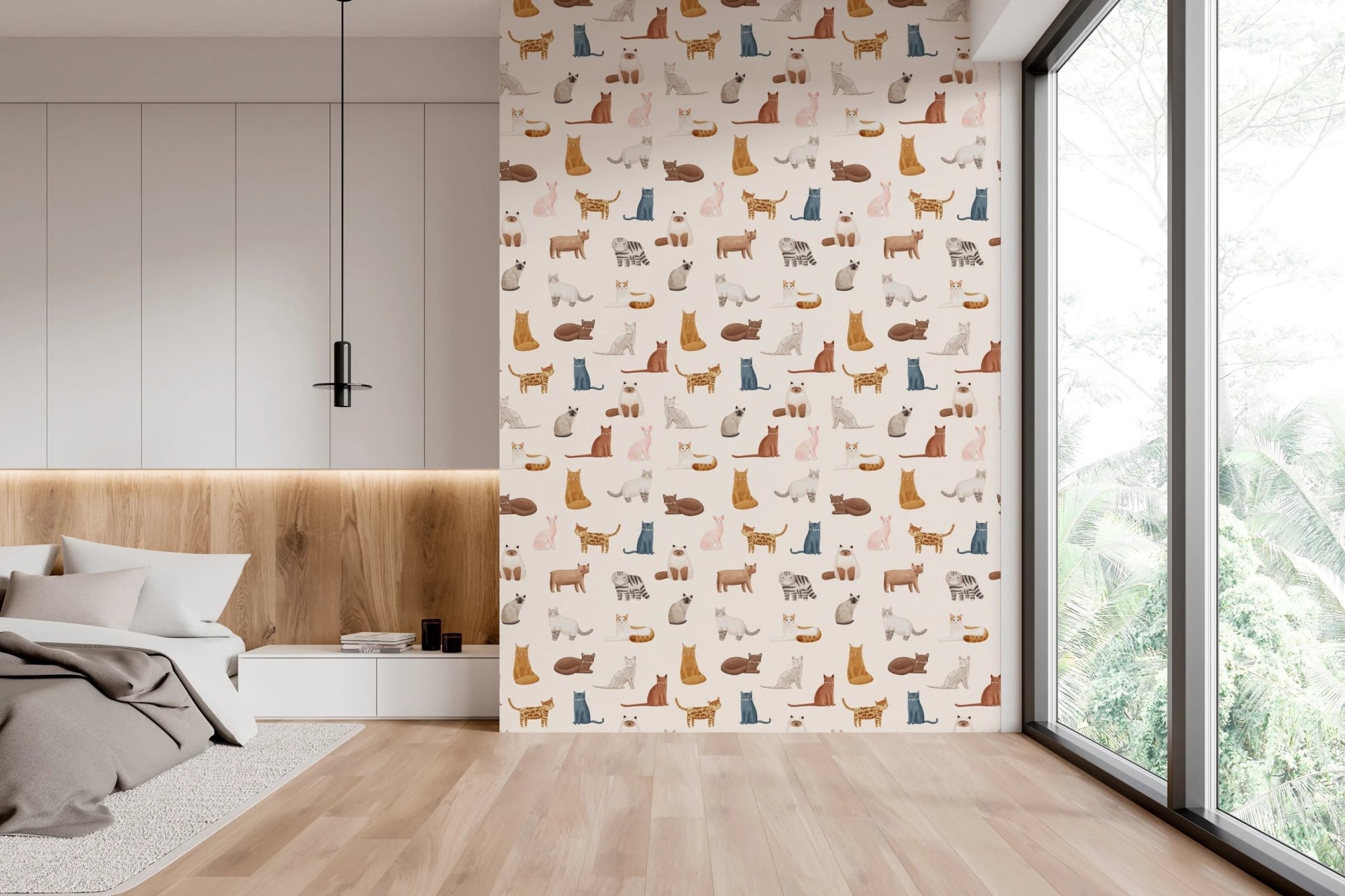 Soft pink hairless cat design nursery wall mural