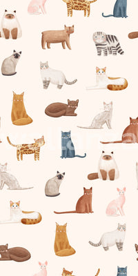 Curious orange forest cat nursery wallpaper