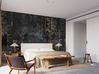 Colorful crisscross mural creating a whimsical plaid look in bedroom.