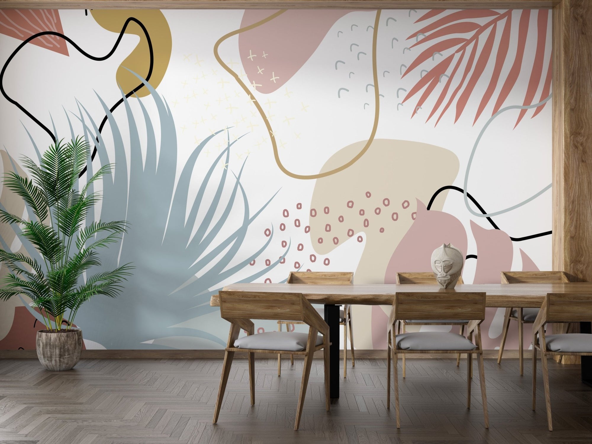 Radiant mural showcasing vibrant autumn leaves for dining wall decor.
