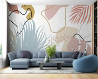 Radiant autumn leaves mural for stylish and nature-inspired living room walls.

