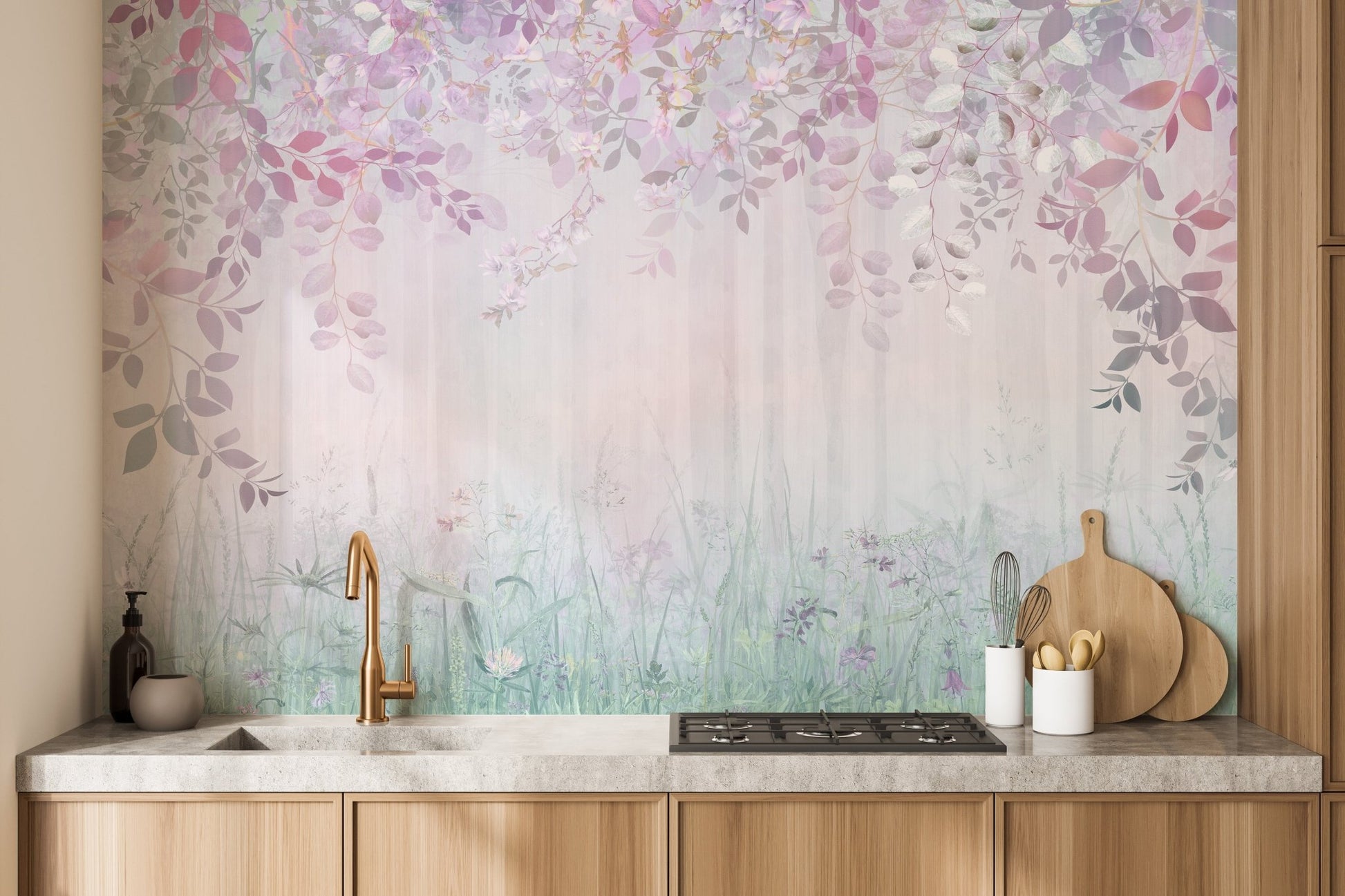 Rainbow Haze Forest Wallpaper Mural - Wallanza
