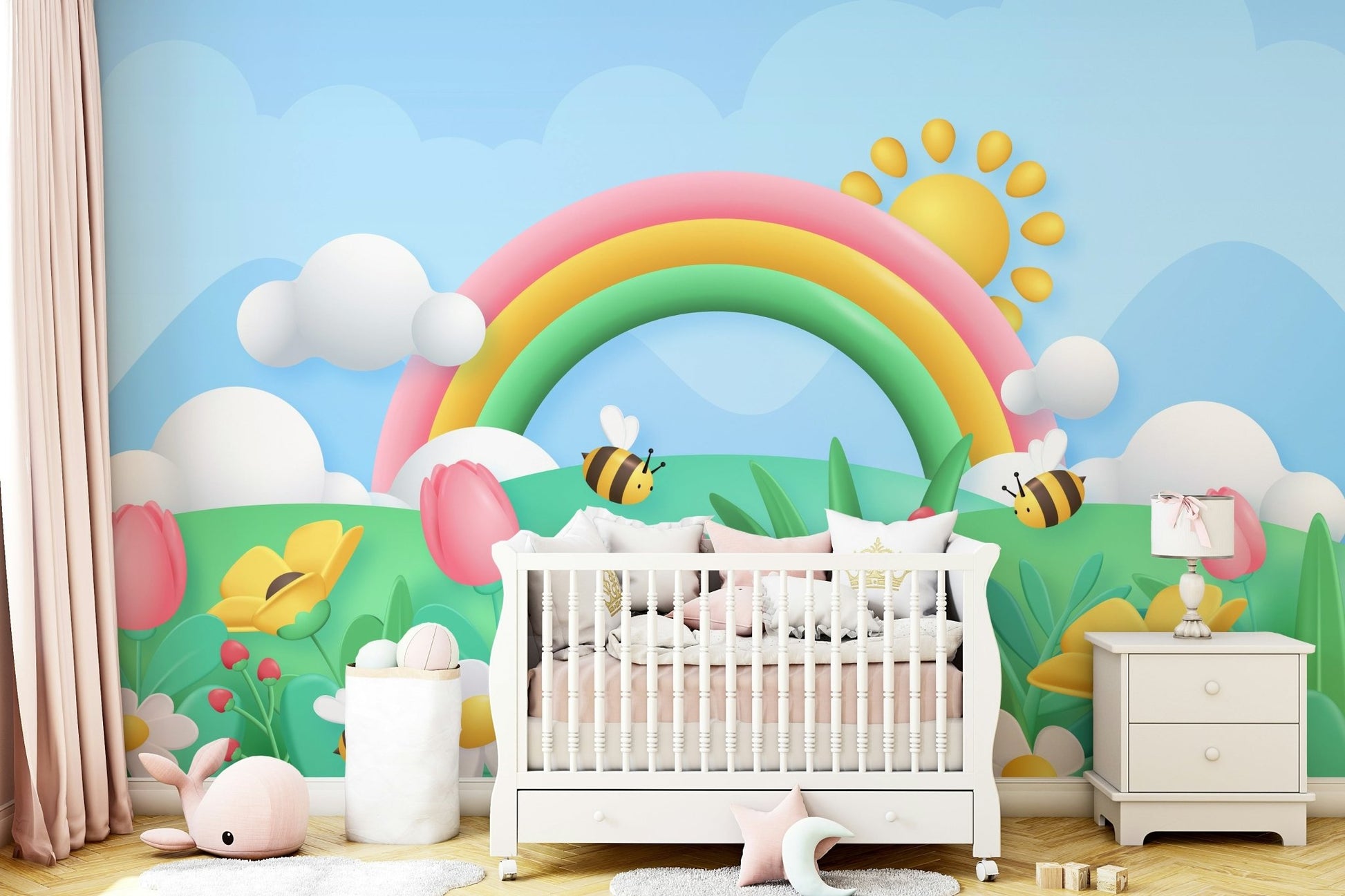 Rainbow Meadow Adventures Wall Mural - Wallanza