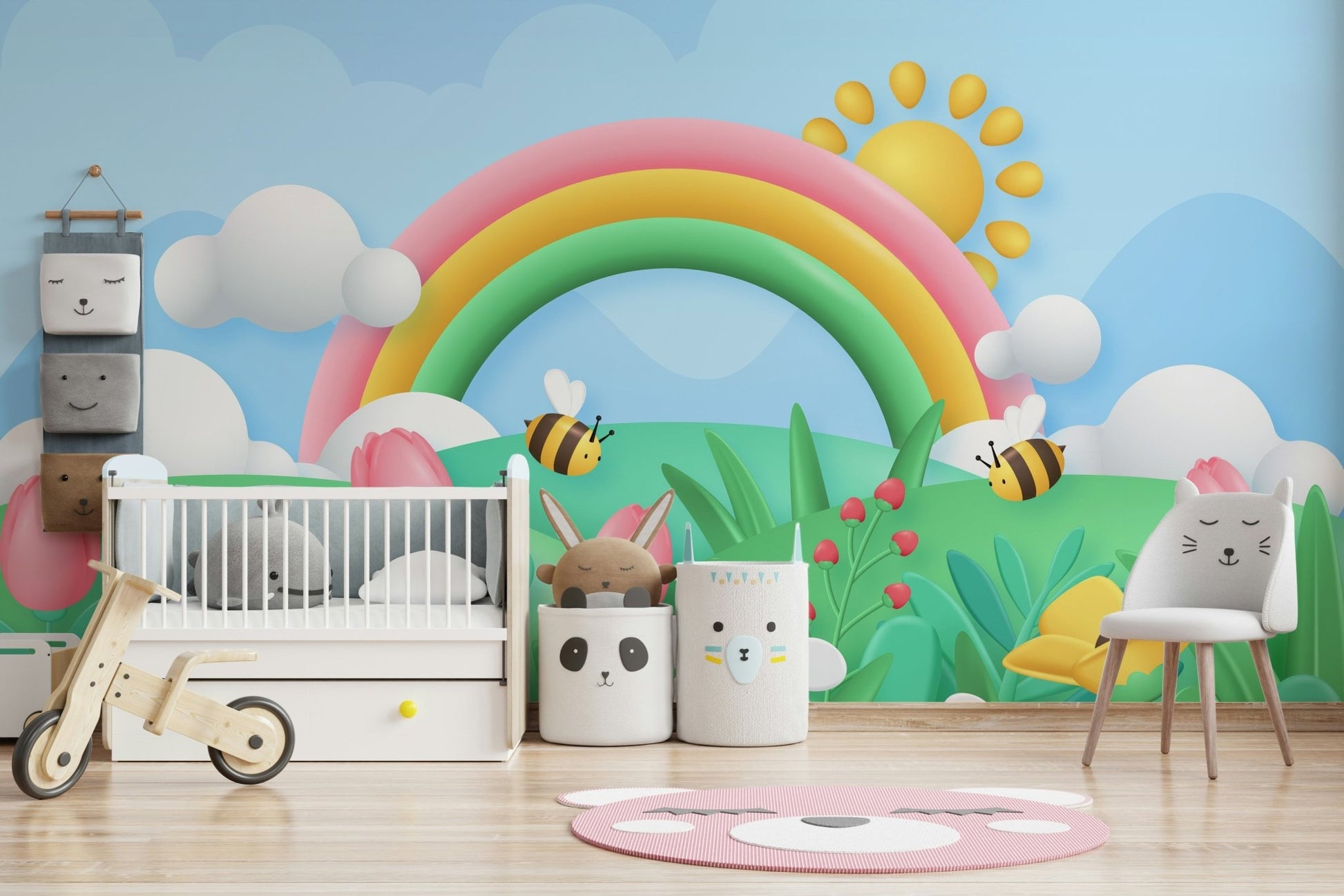 Rainbow Meadow Adventures Wall Mural - Wallanza