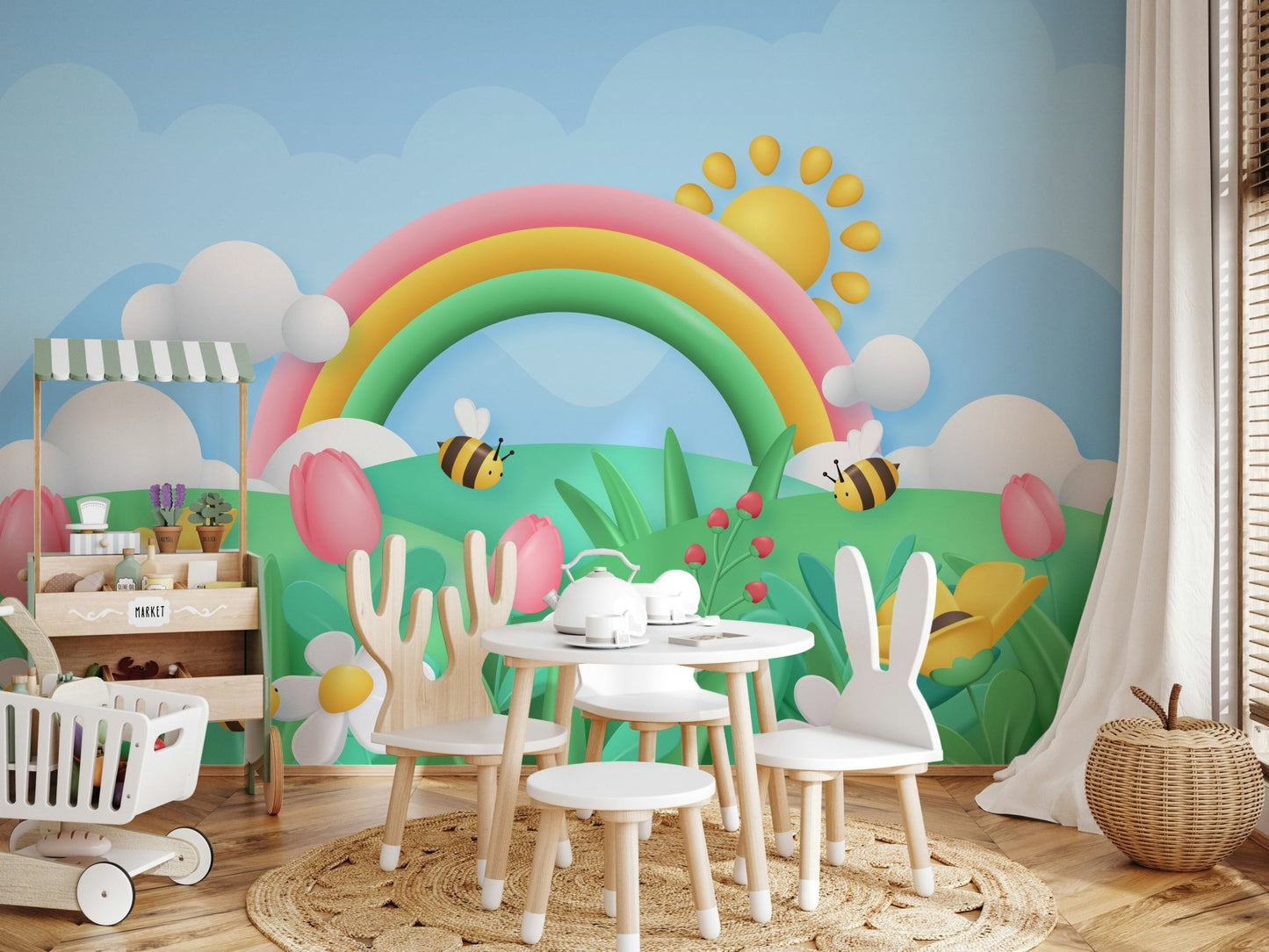 Rainbow Meadow Adventures Wall Mural - Wallanza