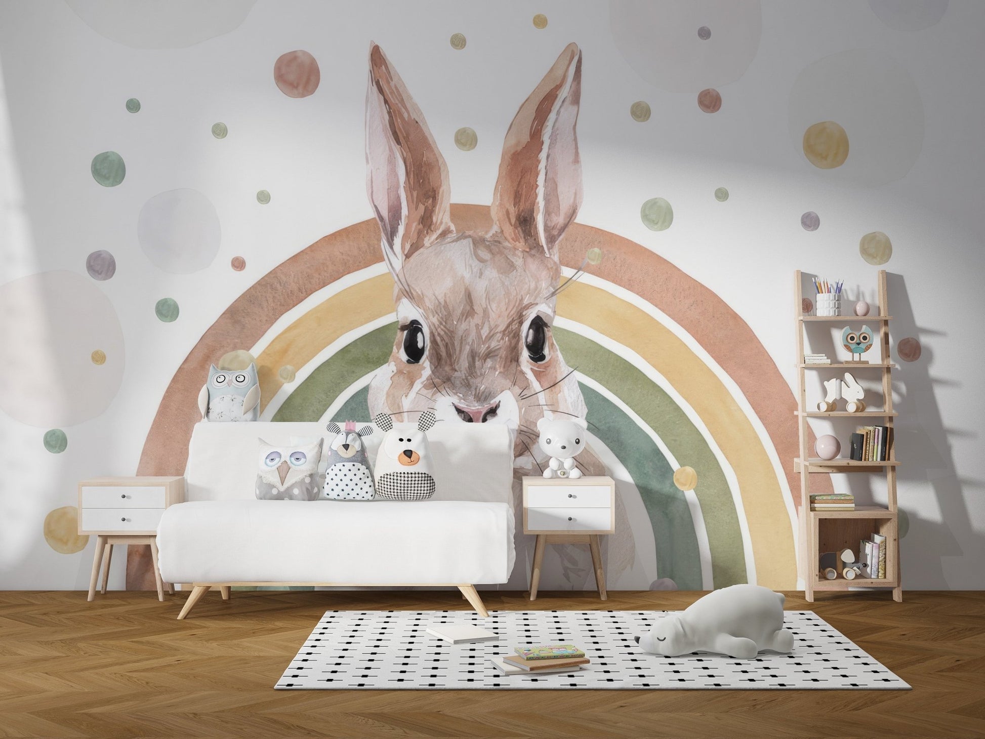 Rainbow Rabbit Wallpaper Mural - Wallanza