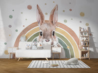 Rainbow Rabbit Wallpaper Mural - Wallanza