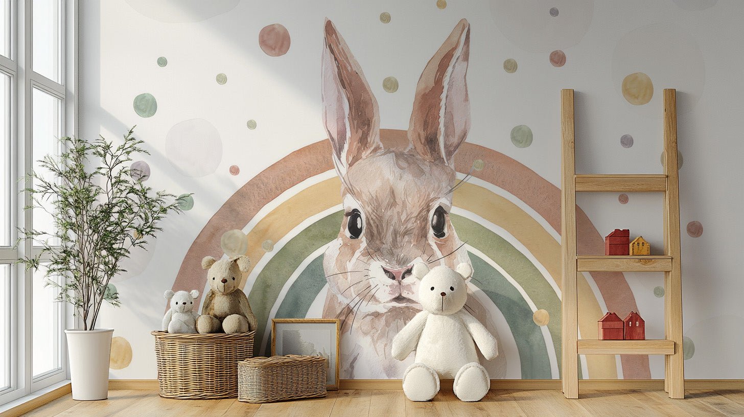 Rainbow Rabbit Wallpaper Mural - Wallanza