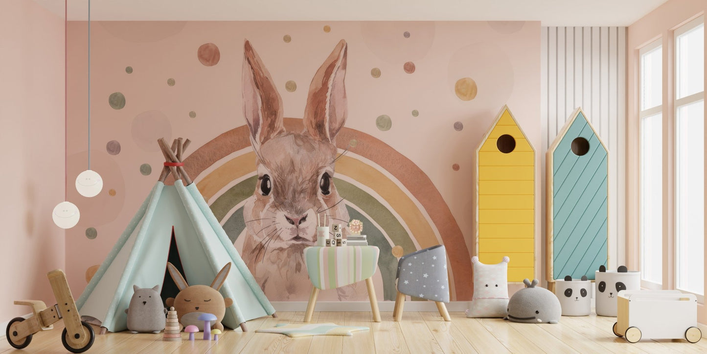 Rainbow Rabbit Wallpaper Mural - Wallanza