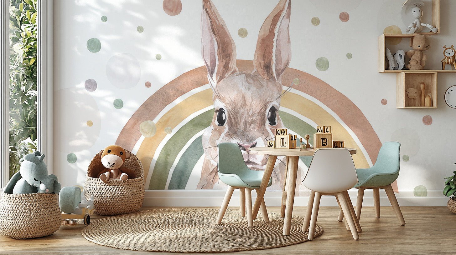 Rainbow Rabbit Wallpaper Mural - Wallanza