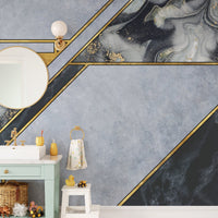 Artistic wall mural featuring realistic marble patterns.
