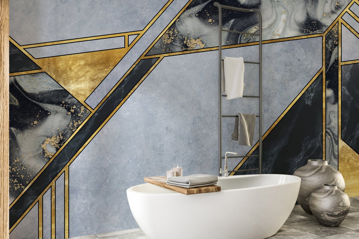 Marble design mural for sleek and contemporary wall aesthetics.

