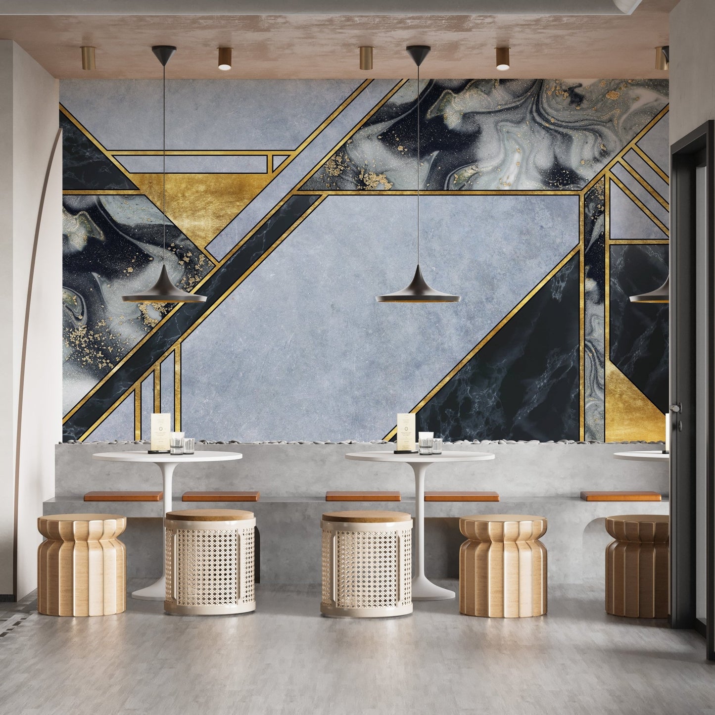 Lifelike marble texture mural for timeless and chic interiors.
