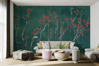 Red Floral Reflection Wallpaper - Wallanza
