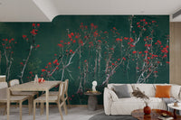 Red Floral Reflection Wallpaper - Wallanza