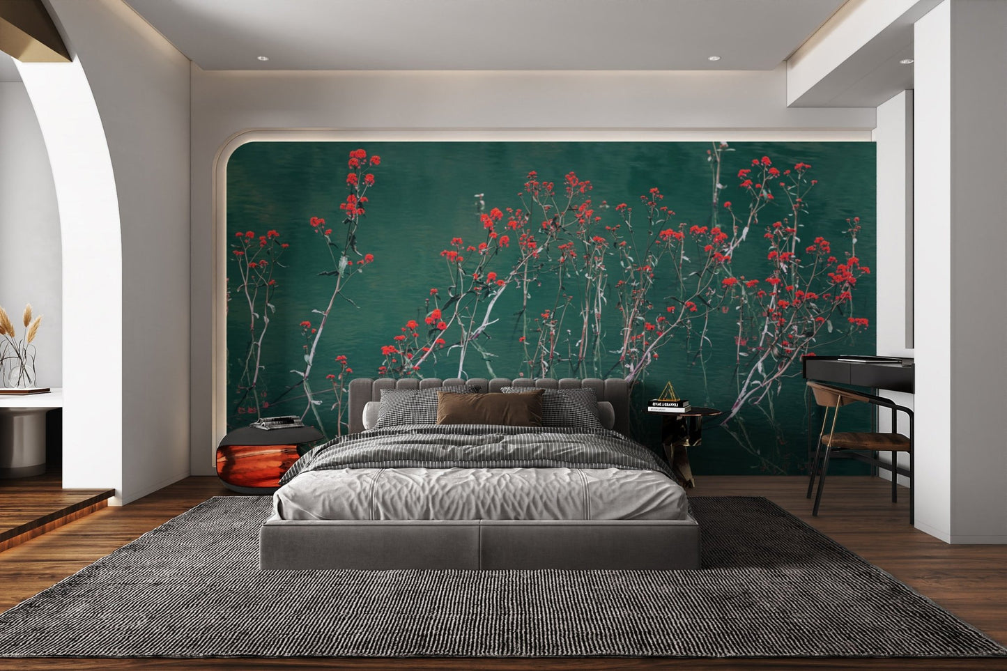 Red Floral Reflection Wallpaper - Wallanza
