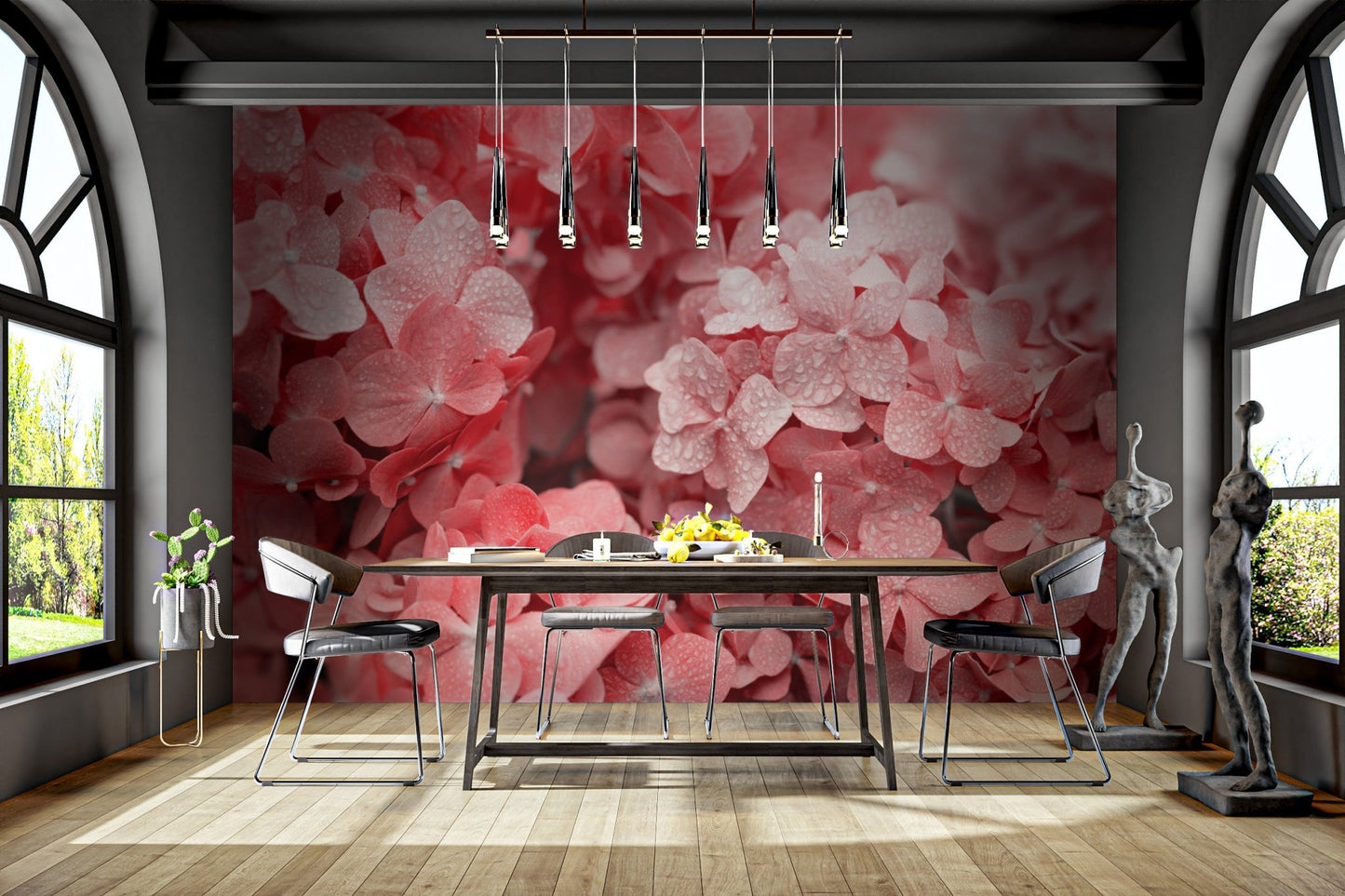 Red Hydrangea Flower Wallpaper - Wallanza