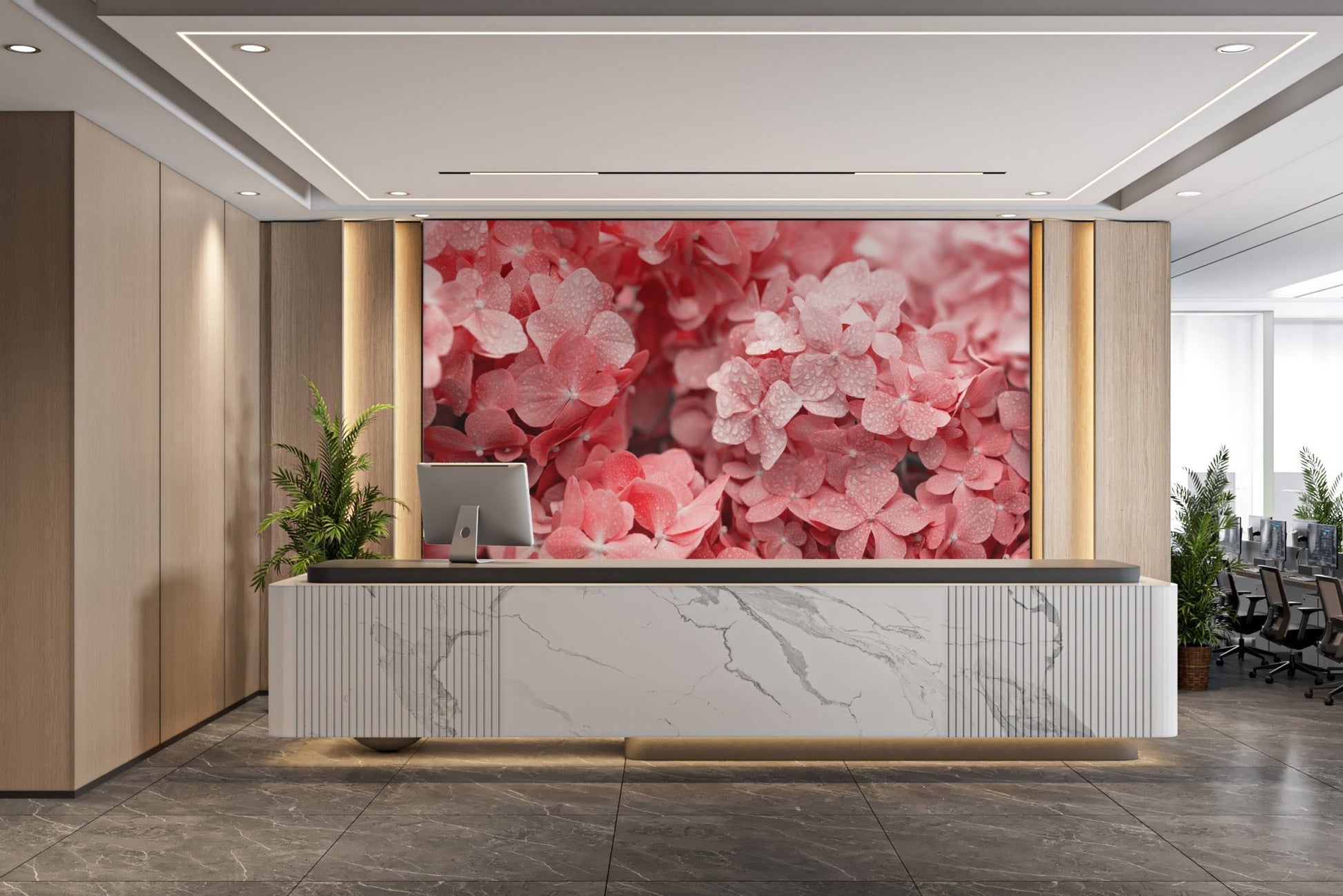 Red Hydrangea Flower Wallpaper - Wallanza