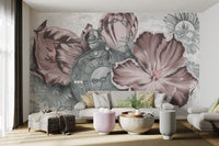 Red Vintage Floral Wallpaper - Wallanza