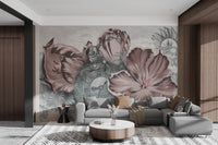 Red Vintage Floral Wallpaper - Wallanza
