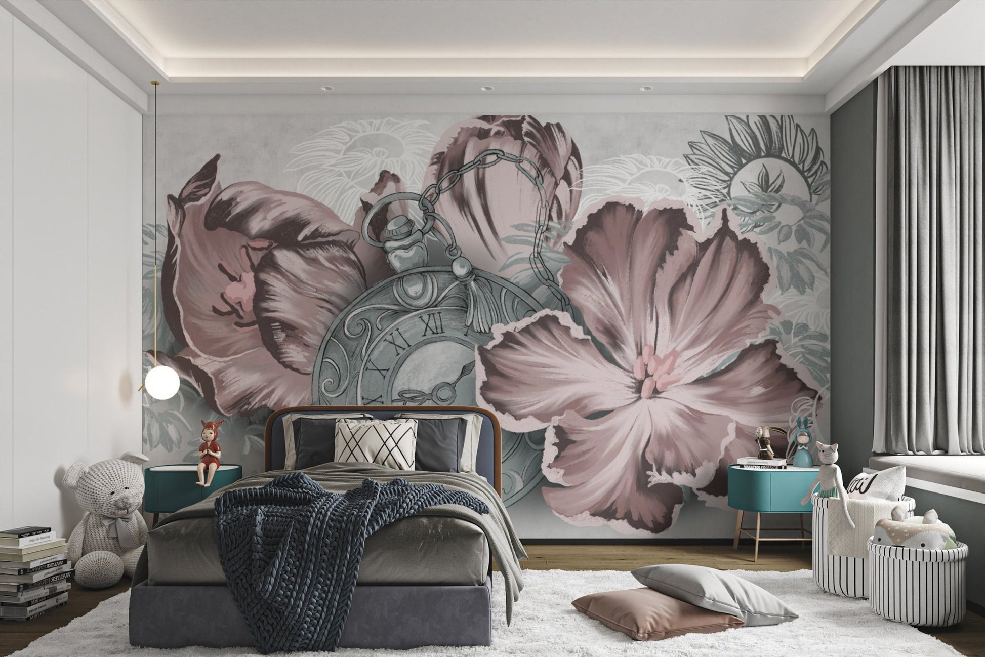 Red Vintage Floral Wallpaper - Wallanza