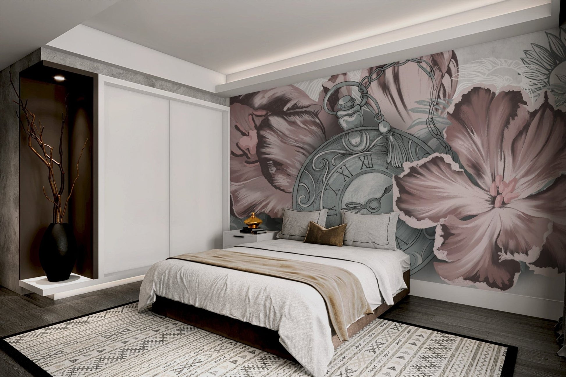 Red Vintage Floral Wallpaper - Wallanza