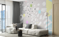 Artistic brushstroke mural wallpaper style



