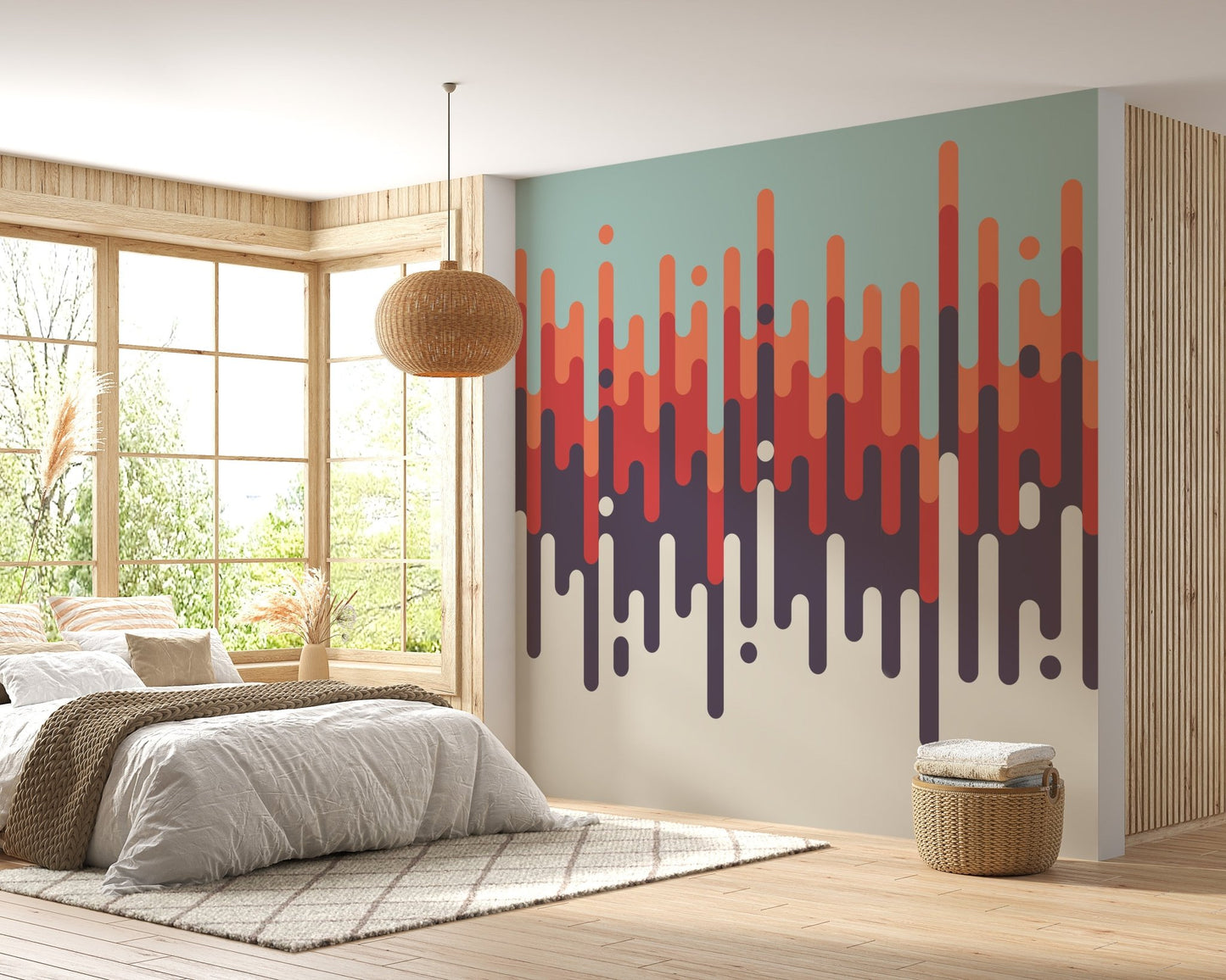 Vibrant mural wallpaper in retro style
