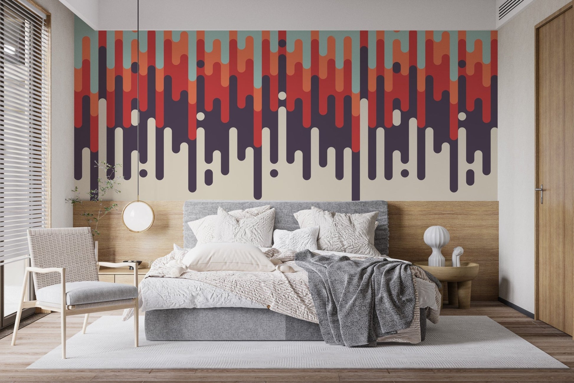 Retro-inspired wallpaper mural art
