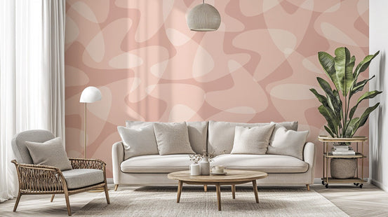 Boomerang pattern wallpaper mural with smooth overlapping forms.