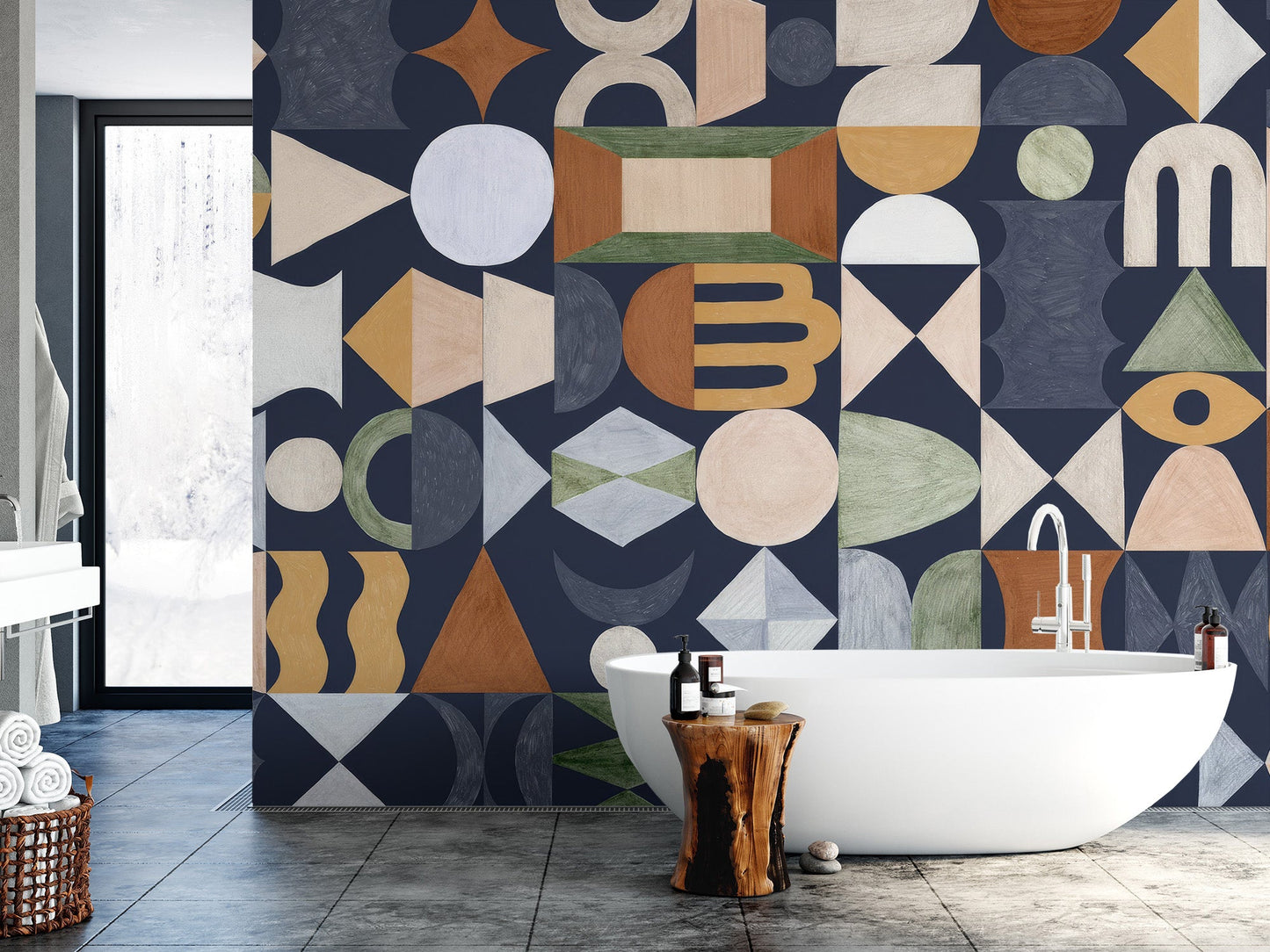 Retro Geometric Totem Wallpaper - Wallanza