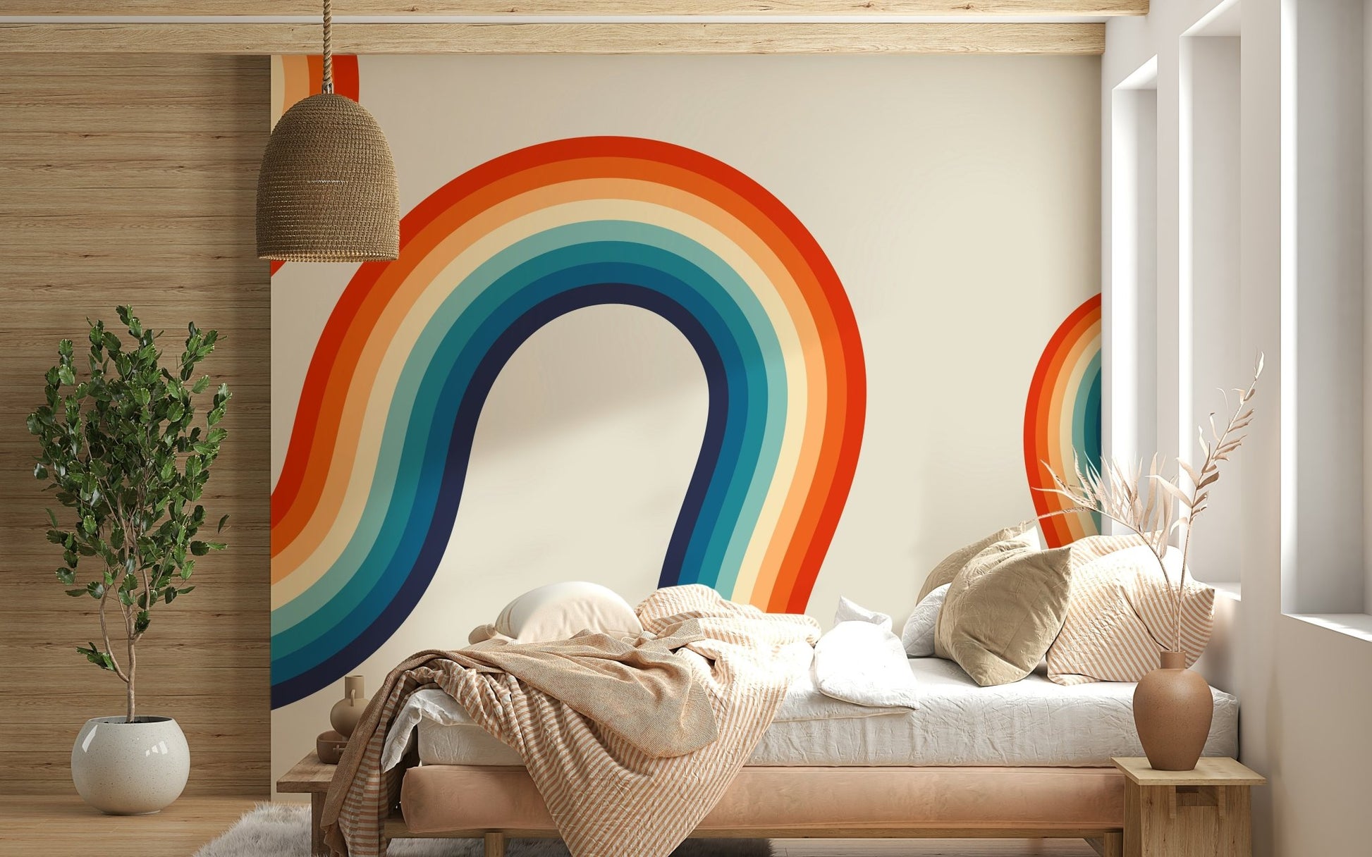 Retro Spectrum Waves Wall Mural - Wallanza