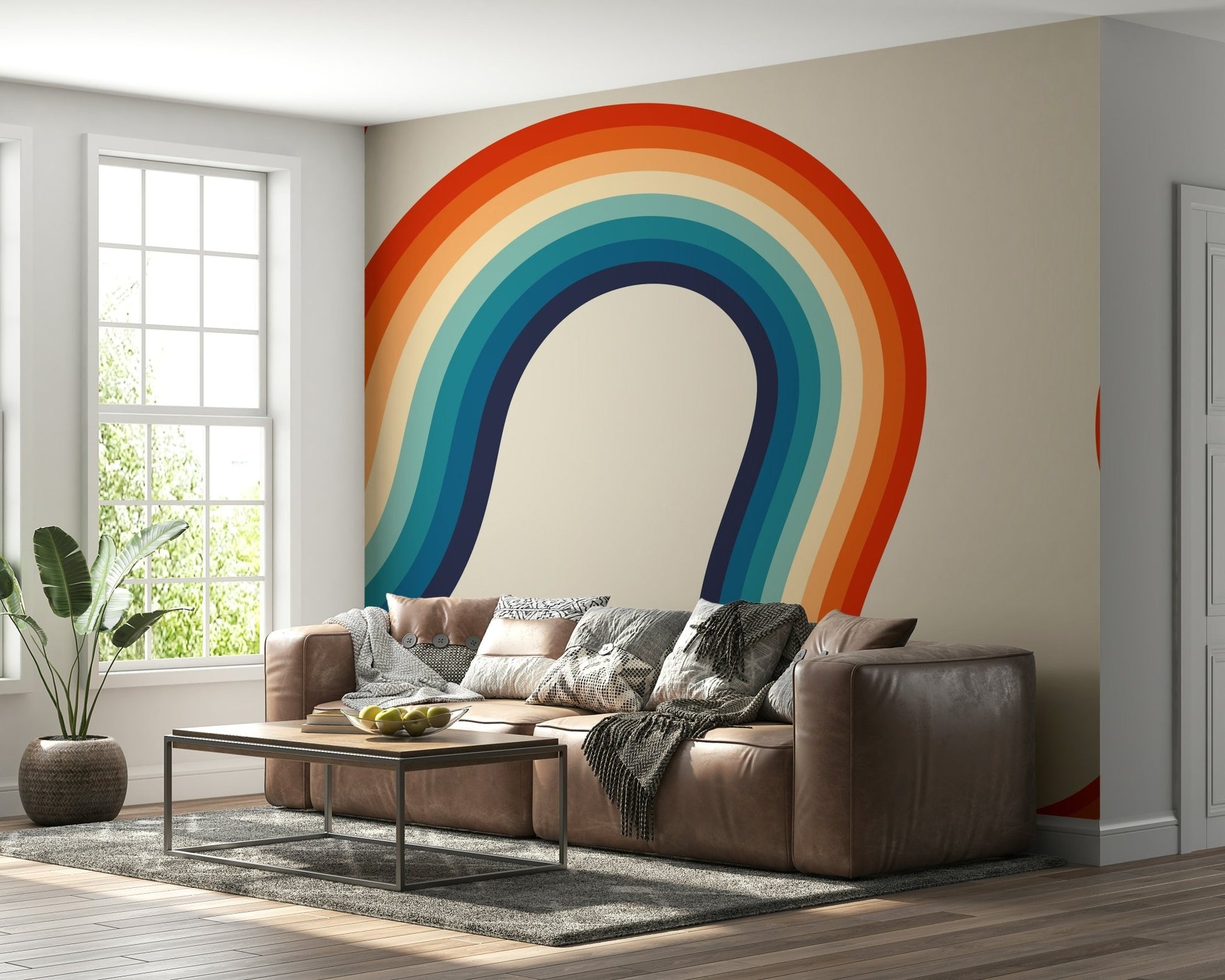 Retro Spectrum Waves Wall Mural - Wallanza