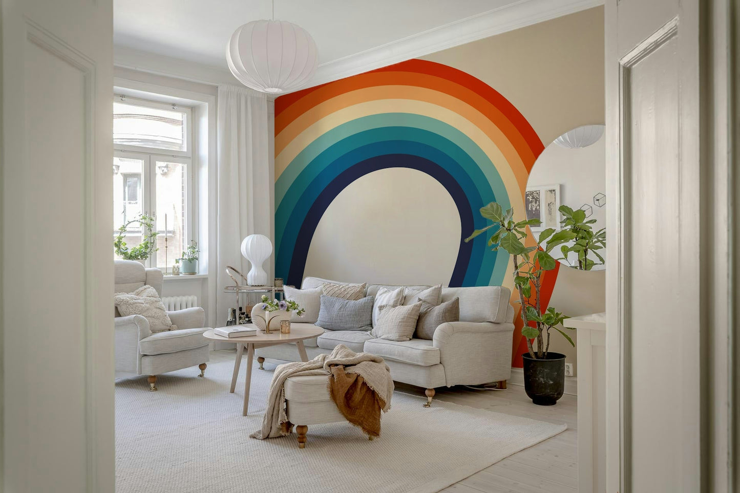 Retro Spectrum Waves Wall Mural - Wallanza