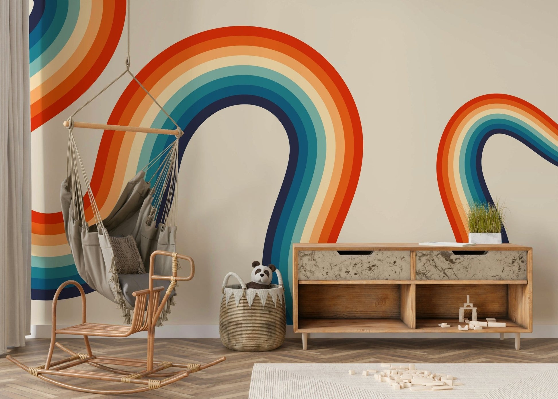 Retro Spectrum Waves Wall Mural - Wallanza