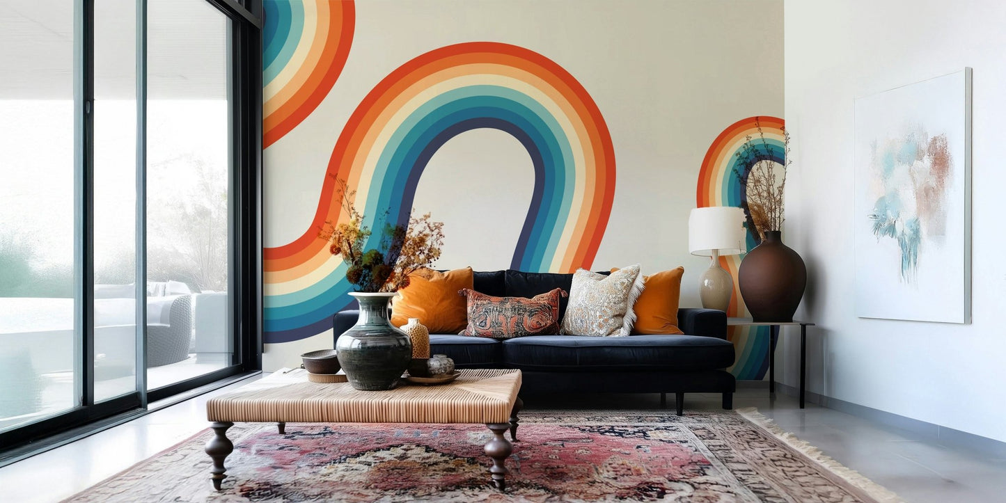 Retro Spectrum Waves Wall Mural - Wallanza