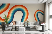 Retro Spectrum Waves Wall Mural - Wallanza