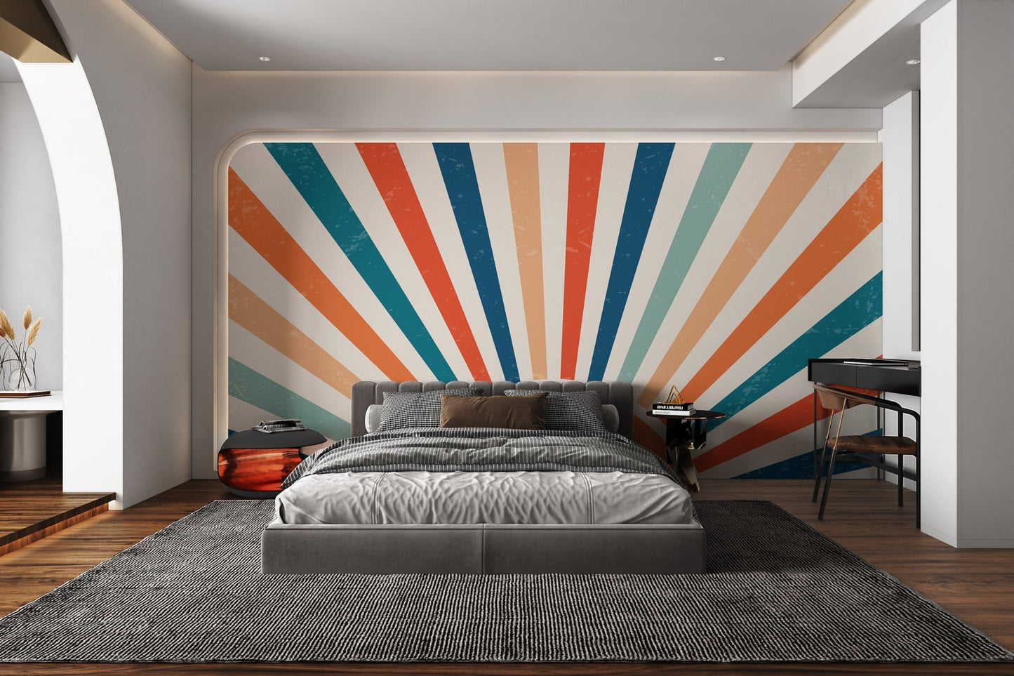 Retro Sunburst Geometric Wallpaper - Wallanza
