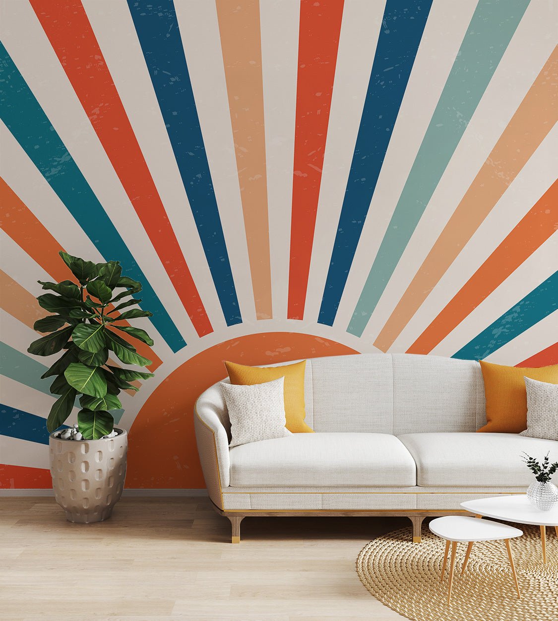 Retro Sunburst Geometric Wallpaper - Wallanza