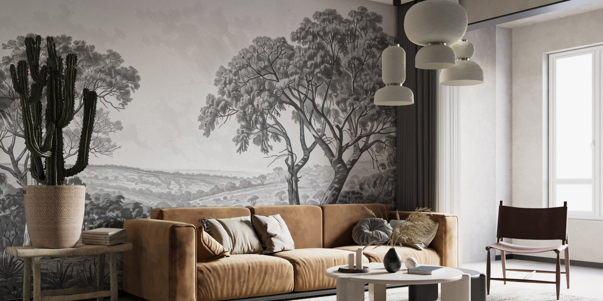 Classic Vintage River City Wall mural for modern living room.